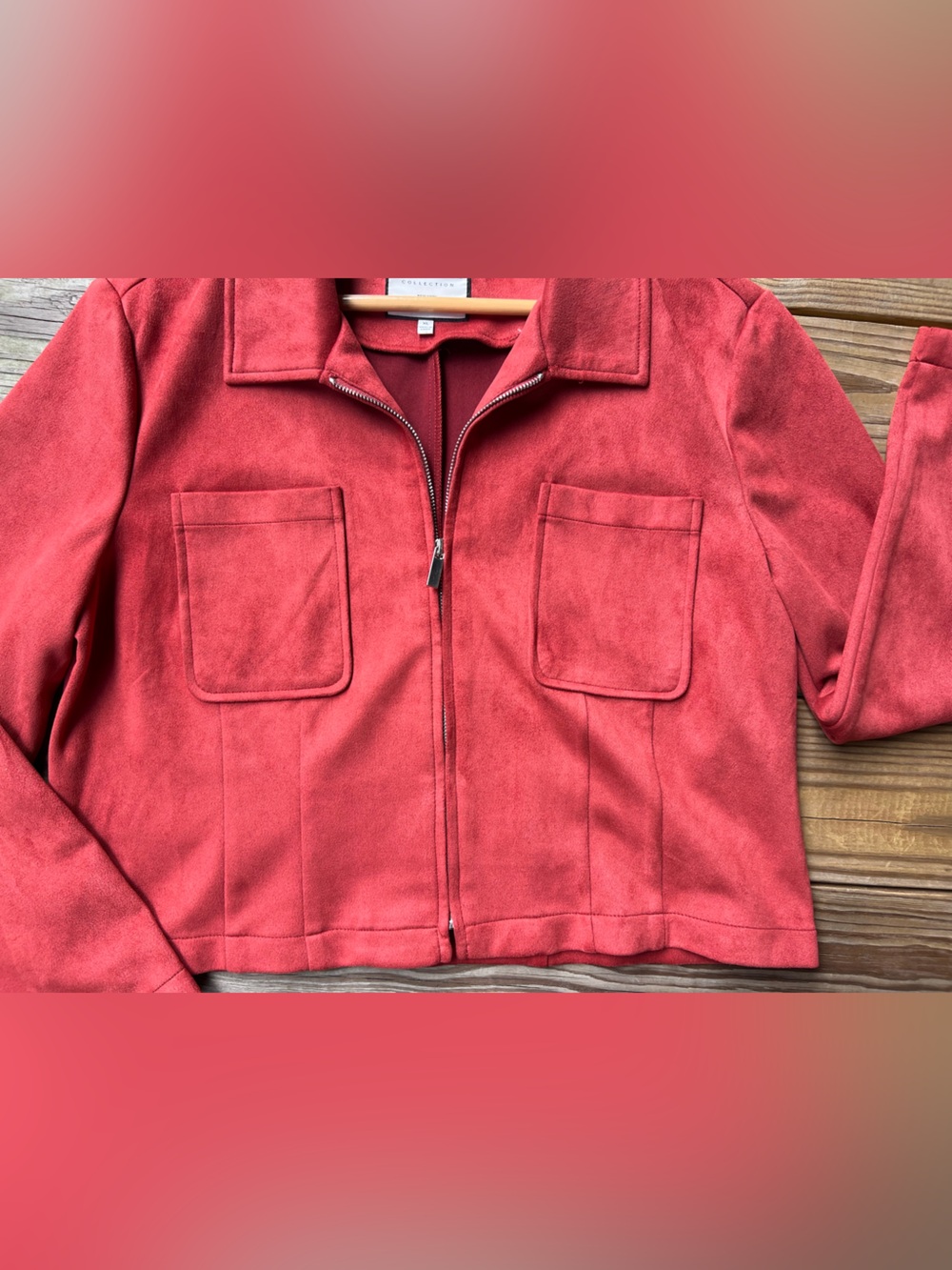 Bagatelle Collection Red Rust Faux Suede Zip Lightweight Jacket Extra Large - Picture 5 of 10